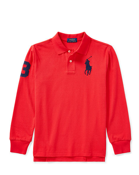 COTTON MESH LONG-SLEEVE POLO