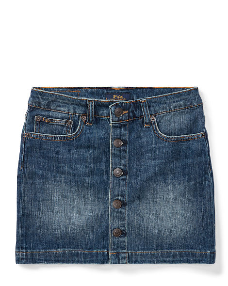 BUTTON-FRONT DENIM SKIRT